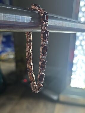 Vintage Rose Gold Garnet Tennis Bracelet